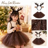 Children's Christmas Headband and Skirt Set for Holiday Costume One Size beige