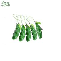 5/10/20Pcs Squeeze Beans Fidget Toy Stress Relief Fidget Toys Funny Squishy Beans Peas Popper Cute Keychain Party Favor green