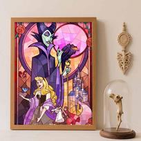 Disney Diamond Painting Kit Sleeping Beauty 5D Diamond Art Home Decor Creative Handmade Gift Round 20x30cm blue