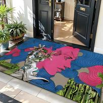 anime J-JoJo's Bizarre A-Adventure Floor Mat Soft Flannel Entrance Door Mat Non Slip Absorbent Bathroom Bedroom Floor Rug 40X60CM pink