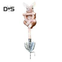 Gyvūno Sodo Statula Varlė Triušis Vėžlys ant Kastuvo Dervos Ornamentas Gėlių Vazono Įdėklas Gyvūno Figūrėlė Bonsai Dekoravimui Lauko Gėlyno Rabbit white