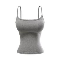 Women's Spicy Girl Warm Fleece Camisole Vest: Slim-Fit, Elastic Sleeveless Top with Chest Pads for Autumn/Winter Small gray