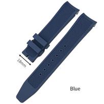 20mm Curved FKM Fluororubber Watchband for IWC Panda Portugieser Portofino Mark Black Blue Bracelets Diver Sports Watch Strap 20mm blue