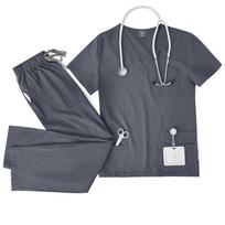 Unisex Medicininės uniformos Vyrams Moterims Slaugos drabužiai Laboratorinis Grožio kostiumas Slaugo drabužių komplektas Gydytojo Dantisto Darbo drabužiai Klinikiniai Viršus Kelnės XS black