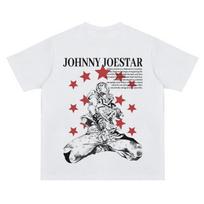 2026 Naujas JOJO keistosios avantiūros Johnny Joestar pasirodymas Minkšti marškinėliai vyrams Trumpomis rankovėmis Amerikietiško vintažo grynos medvilnės viršutiniai drabužiai 3XL white