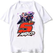 Johann Zarco 5 France GP Riding T-Shirt Summer Men Short Sleeve Hip Hop Sport Boy Casual Tees M L white