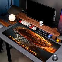 1PC Custom Name Basketball Fire Hoop Artwork Mouse pad, keyboard and mouse desk pad, for computer notebook  Birthday Gift For Any Room Or Office 30cmx60cm brown