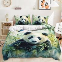 Panda Printed Duvet Cover Sets For Kids Boys Girls Teens Queen King Lightweight Quilt Covers Cute Animal Bedding Sets Room Decor EU Single(135*200cm)3pcs