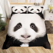 Panda Printed Duvet Cover Sets For Kids Boys Girls Teens Queen King Lightweight Quilt Covers Cute Animal Bedding Sets Room Decor EU Single(135*200cm)3pcs white