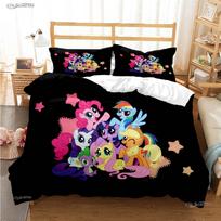 My Little Pony Animacinis Visų Sezonų Antklodės Užvalkalas Su Užpildu Lovos Patalynės Komplektai Minkštas Antklodės Užvalkalas Ir Pagalvės Užvalkalai Vienviečiai/Dviguliams/Karališko Dydžio EU Single(135*200cm)3pcs pink