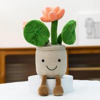 Lotus potted plush toy doll ornament ragdoll bonsai desk ornament ragdoll 30cm0.15kg green