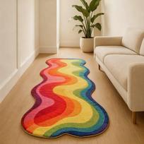 Storas kilimėlis prie lovos grindims Namų purus minkštas kilimas Netaisyklingos formos kilimai miegamajam Dopamino spalvos svetainės dekoracija Pliušinis kilimas 50x80cm