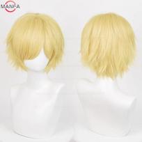 Anime 30cm Trumpas Tiesus Cosplay Perukas Juodas Baltas Žalias Rudas Violetinis Mėlynas Pilkas Raudonas Auksinis Vyras Moteris Karščiui Atsparus Sintetinis Plaukas beige