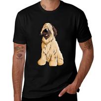Happy Briard Cartoon Tshirt Basic Casual Short Sleeve Cotton Shirt 4XL brown