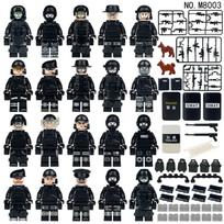 Small particle gifts for anti-terrorism military police, special police, jungle scouts, building blocks and toys. black