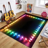 Rug Carpet Mat Non-Slip Neon Marquee Light Illusion Area Rug for Living Room Bathroom Kitchen Nursery Playroom Retro Home Decor 40X60cm black