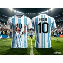Messi Nr.10 Argentinos Danguje Dryžuoti Futbolo Marškinėliai Vaikams Berniukams Mergaitėms Greitai Džiūstantys Kvėpuojantys Ventiliatoriaus Sportiniai Trumpomis Rankovėmis Viršutiniai Drabužiai 110 black