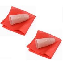 2pcs Finger Magic Trick Disappearing Silk Fake Thumb Tip Reality Magician Close Up Stage Show Prop Prank Toy Red Silk Magic Prop red