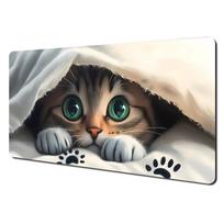 Cat Art Mouse Pad large mousemat computer gamer office stitched edge keyboard desk mat washable nonslip rug 800x300x2mm black