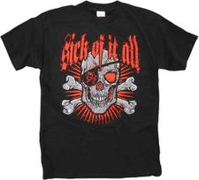 SICK OF IT ALL - Skull & Crossbones - T SHIRT S-M-L-XL-2XL Brand New Official 4XL gray