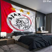 AFC Ajax Custom Name Wall Tapestry Aesthetic Wall Hanging Printed Fabric Blanket Decorative Tapestries for Bedroom Living Room Home Decor 180cm x 230cm white
