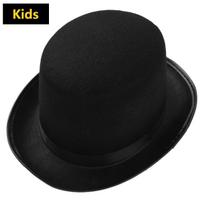 Elegantiškas juodas veltinio aukštas skrybėlis vaikams ir suaugusiems Kostiumų vakarėlio aksesuaras Puikiai tinka magų, cirko direktorių kostiumams Kids