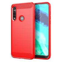 Motorola Moto G Fast Power dėklas dangtelis Moto G5S G6 G7 G8 G9 Plus Play minkštos gumos smūgiams atsparus buferis anglies pluošto telefono dėklas Moto G7 Power (EU) raudona
