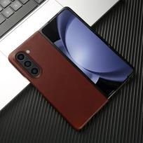 Prabangus natūralios odos dėklas Samsung Galaxy Z Fold 7 fold6 5 4 telefonui Vintag aliejaus vaško rašto telefono korpusas Galinės dalys Coque Genuine Leather&Galaxy Z Fold5 gray