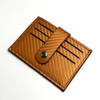Men’s Carbon Fiber Wallet RFID Slim Front Pocket Wallet Minimalist Card Holder with Money Clip Snap Closure Credit Card Holder Compact Wallet for Men šviesiai ruda spalva