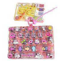 Cute New 26 Keys Finger Keyboard Keycap Stress Relief Fidget Keychain Pass The Time Key Button Pinch Toy Adult rožinė