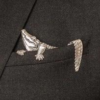 Retro Traditional Animal Shaped Brooch Heavy Duty Tiger Shape Gentleman Suit Brooch Crocodile Pattern Punk Fashion black