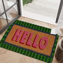 1pc Creative Welcome Doormat -  HELLO  Text, Contrast Color Border Pattern, Non-Slip Machine Washable Extra Large Door Mat, Indoor/Outdoor Universal F 40X60CM black