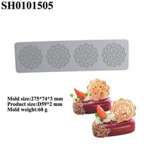 Hollow Flower Daisy Silicone Fondant Lace Mat for DIY Baking and Molecular Gastronomy 4-string lace petals gray