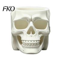Gothic Style Gift for Him Skull Shape Pen Holder, Large Capacity Desktop Organizer, Matte Creative Statue Organizer Finish PLA Storage Cup Pens balta