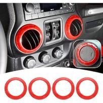 JeCar 4PCS Center Console Dash Air Conditioner Vent Cover Trim Interior Accessories Compatible with Jeep Wrangler JK JKU 2011-2018 (Black) raudona