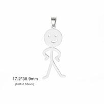 Teamer Funny Middle Finger Stickman Charms Cute Trendy Stainless Steel DIY Necklace Pendant Fashion Jewelry Wholesale white