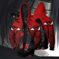 Aukštos kokybės Anime Naruto Rei Akatsuki Spausdinti užtrauktuku megztiniai su gobtuvu Anime megztiniai Anime Cosplay plius dydis 6XL red