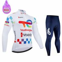 Total Energies Team Ropa Ciclismo Šilti Žieminiai Termo Vilnos Dviračių Drabužiai Vyriškas Džersio Kostiumas Lauko Važiavimo Dviratis MTB Šortai su Petnešomis L white
