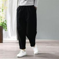 Velvetinės Kelnės Moteriškos Rudens ir Žiemos Laisvos Didelio Dydžio Su Pūkeliu Storio Džinsinės Kelnės Atsitiktinės Harlan Kelnės XXXL white