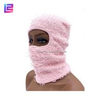Customized logo Tag Full Face Cover One Hole pink Camouflage Designer Winter Knit Hat Grassy Beanie Ski Mask Fuzzy Balaclava white