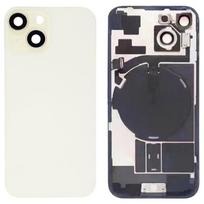 iPhone 15 Stiklinis Baterijos Galinis Dangtelis su Blykstės Laikikliu + Belaidžio Įkrovimo Moduliu geltona