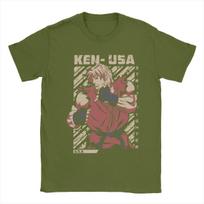 Men T-Shirt Ken Masters Streets Fighters Humor 100% Cotton Tees Short Sleeve Game T Shirt Round Collar Clothes Original XL brown