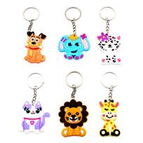 Jungle Animal Cartoon Keychain - Cute PVC Epoxy Pendant for Car Keys blue