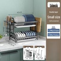 YouShu Double-Tier Kitchen Dish Drying & Storage Rack gray