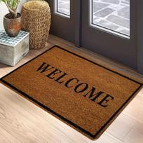Brown Hello Black Handwritten Carpet Mat Anti-Slip Rubber Backing Rug for Entryway Front Door Hallway Home Decoration Durable 43X120CM