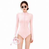 CartHub Womens UPF 50 Long Sleeve Rash Guard Swimsuit Full Body Surf Diving Suit With Front Zipper M 80-90 cm