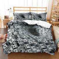 3D Modern Bedding Set Dollar Motif Printed Duvet Cover Vivid Comforter Cover 2/3 Pieces Money Pattern Funny King Queen Size 70x133cm 3pcs gray
