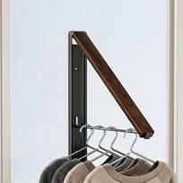 1Pc Invisible Folding Clothes Drying Rack Stretchable Home Window Balcony No Drill Wall Mounted Pole for Hanging Clothes black