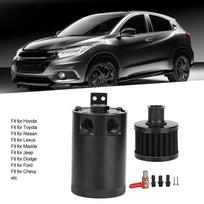 Universal Oil Catch Can 2-Port Reservoir Tank with Drain Valve Breather Baffled 5oz Capacity