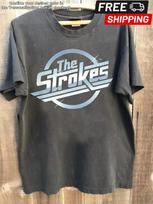 Vintage 90s The Strokes Logo Rock Shirt, Music Band Unisex Shirt Reprint S-5XL S black